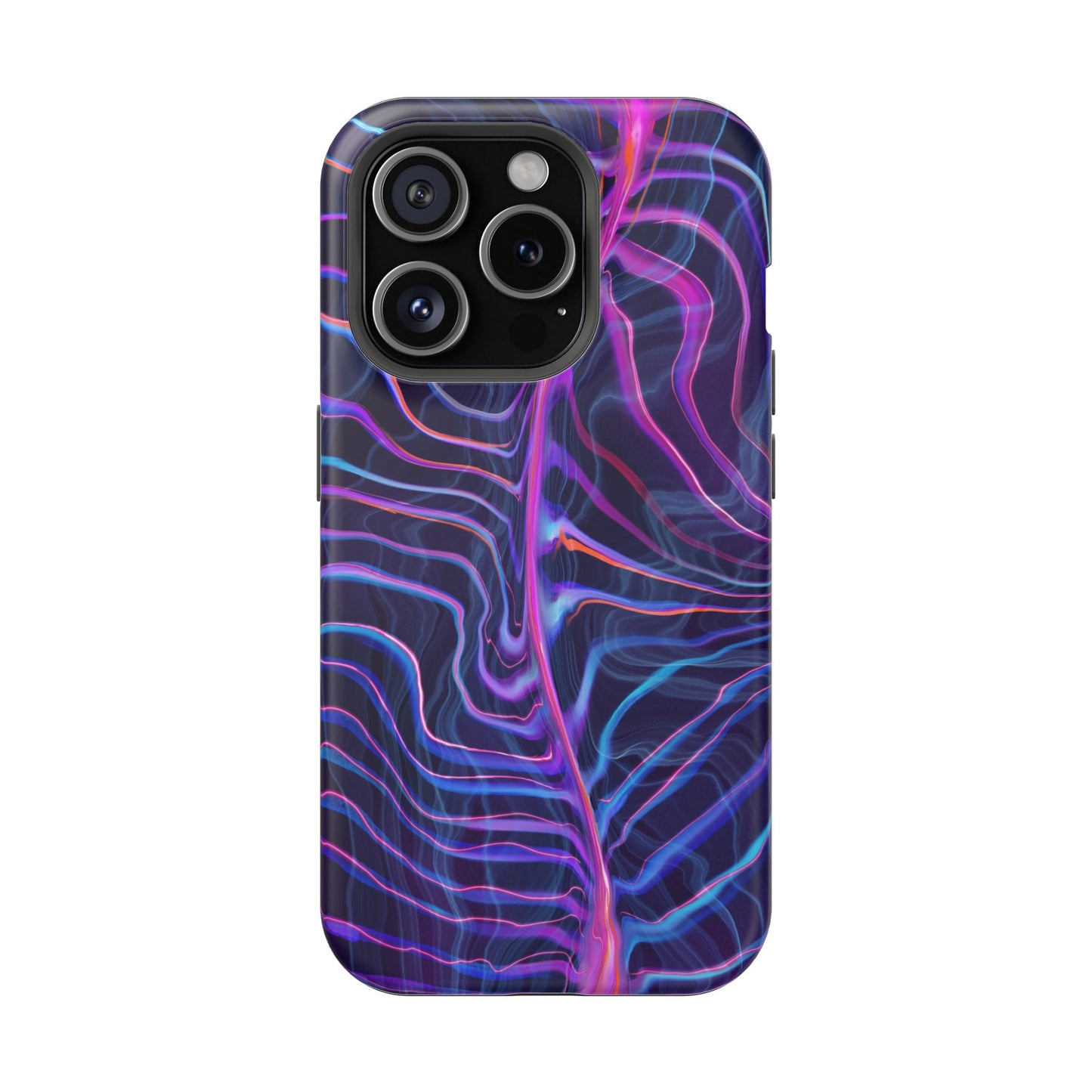 Electric Wave Magnetic Tough Case for iPhone with a vibrant painterly print featuring shades of blue and purple.