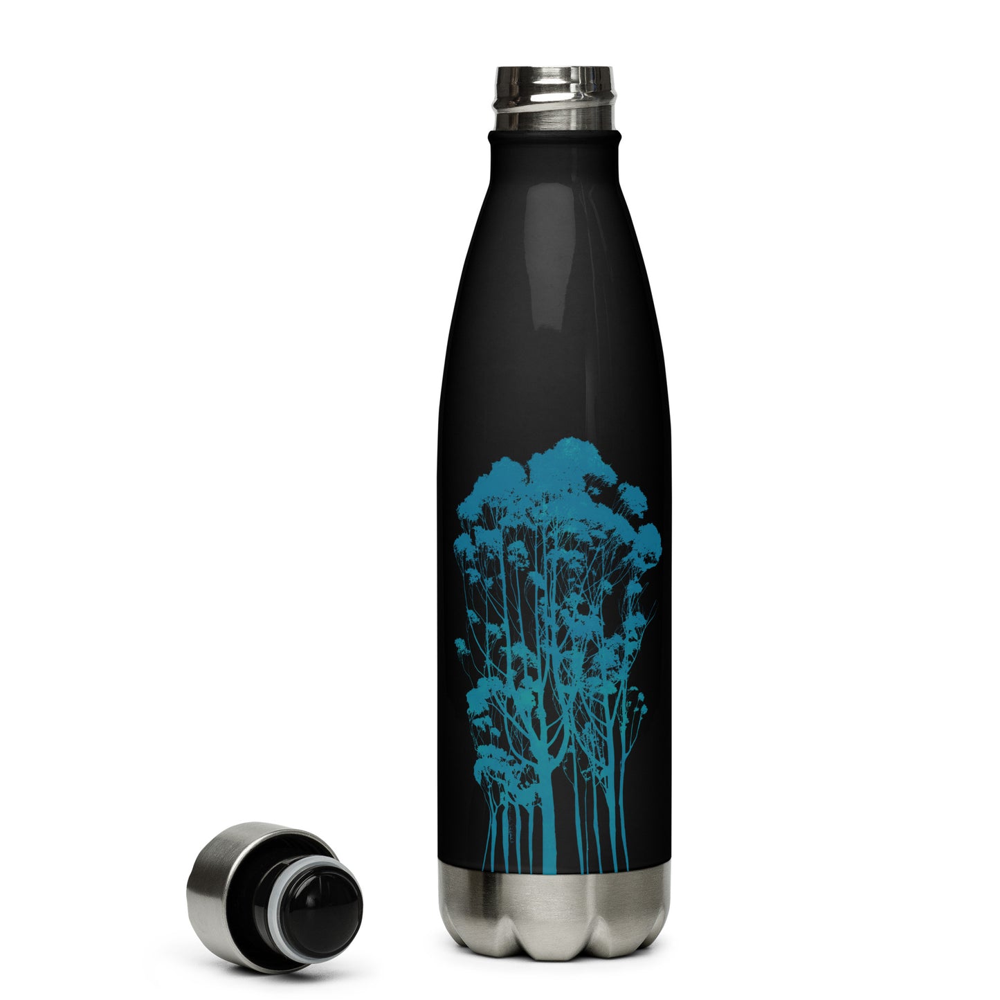 Delicate Trees by Michelle Penland Dodson 17 oz Stainless steel insulated water bottle with the top off to the side.