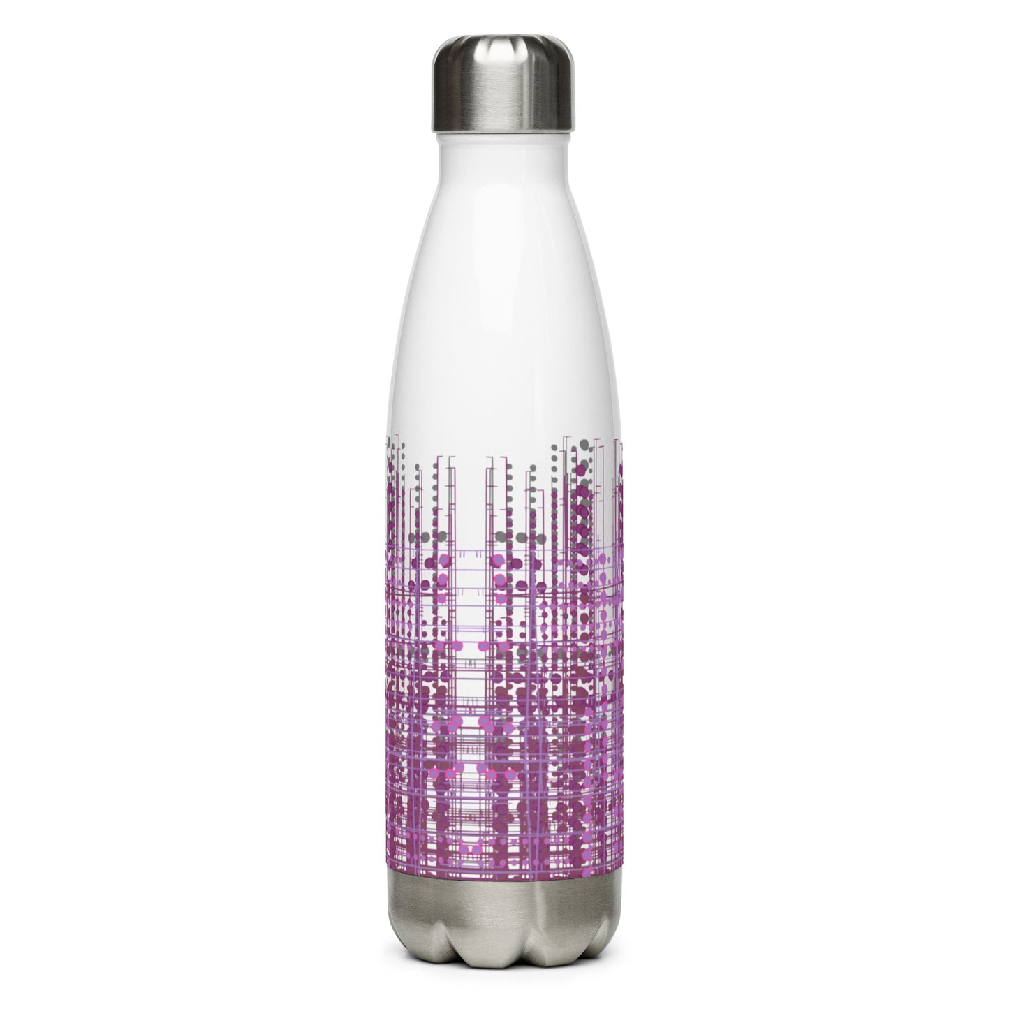 Digi Dots by Michelle Penland Dodson, Stainless steel insulated 17 ounce water bottle side view