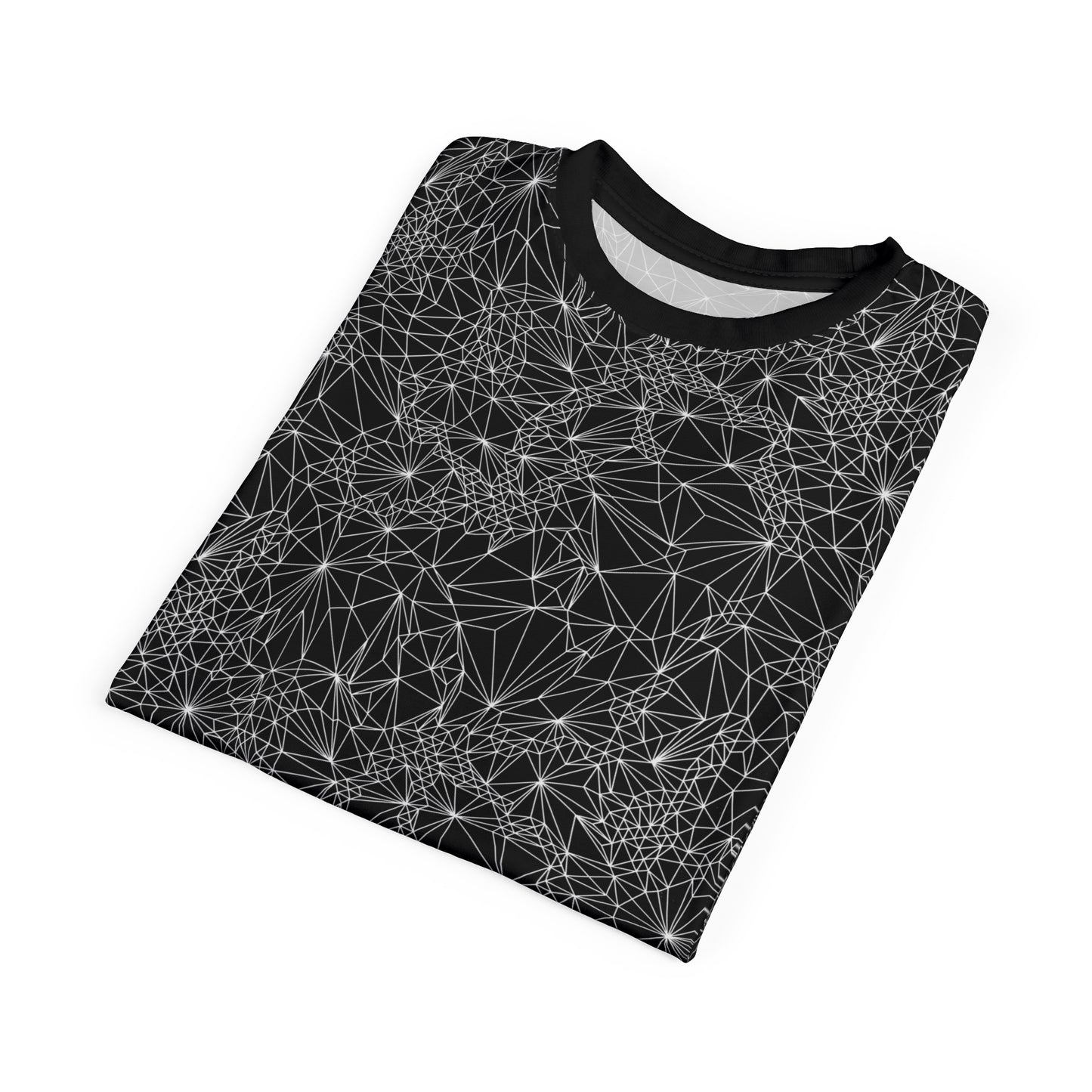 Folded view of Black and White Tri-Geometric t-shirt