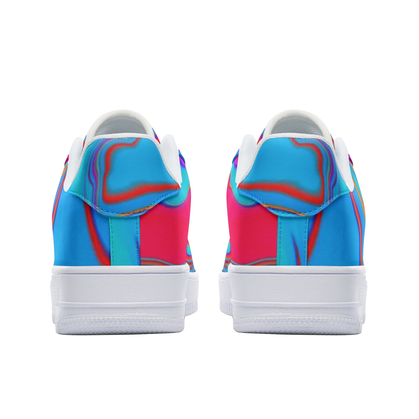 Back view of Low Top Leather Sneakers with Abstract Improvisation