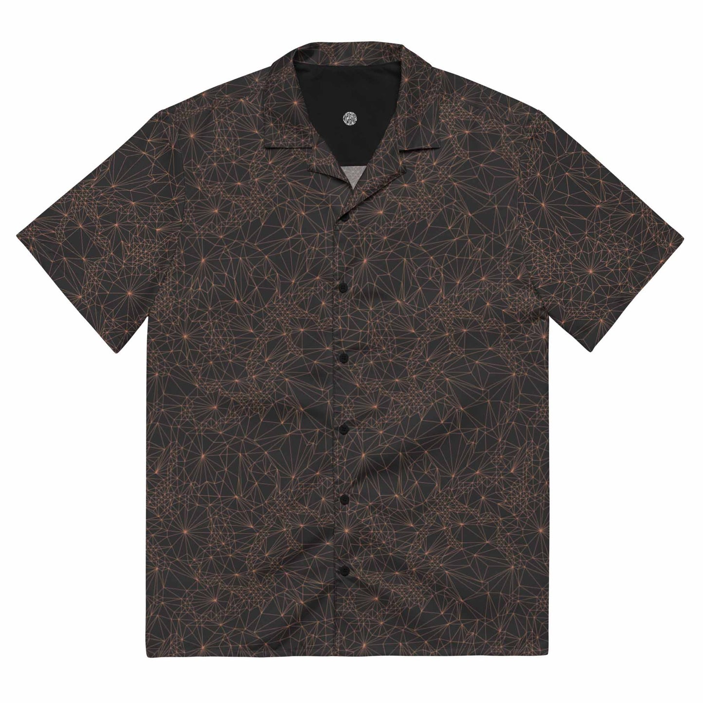 Front view of Dark Tri Mesh Geometric button-up shirt