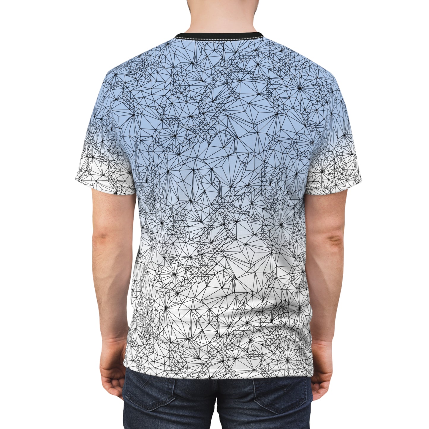 Back of Unisex Tri-Mesh Geometric Gradient T-shirt