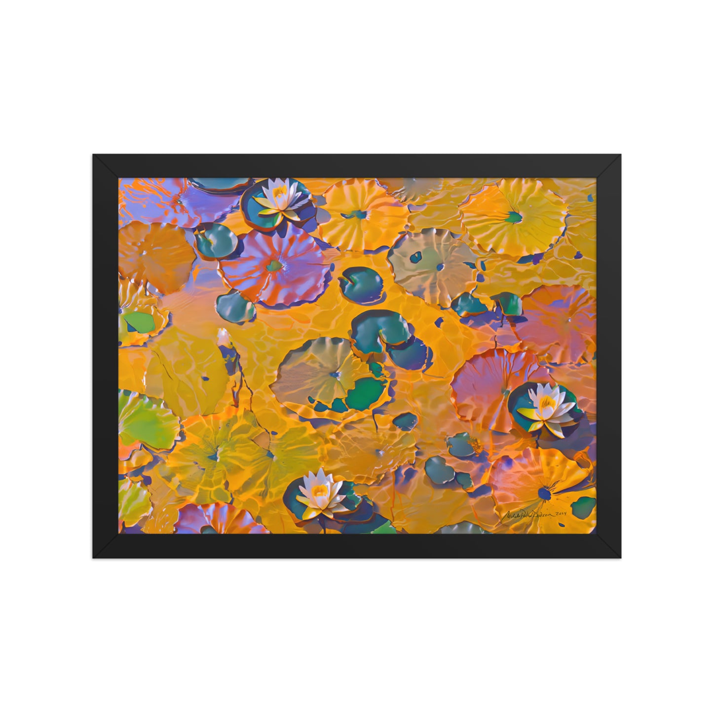 Watery Lily Pads Framed Art Print on Paper 12 x 16