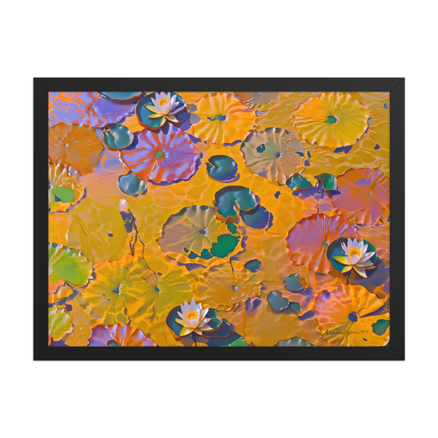 Watery Lily Pads Framed Art Print on Paper 18 x 24