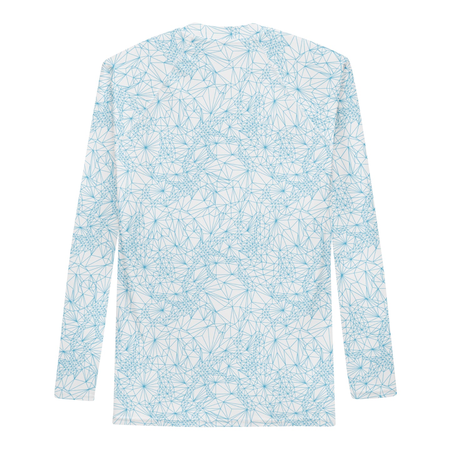 back view of mens uv protection long sleeve shirt with tri-mesh geometric pattern