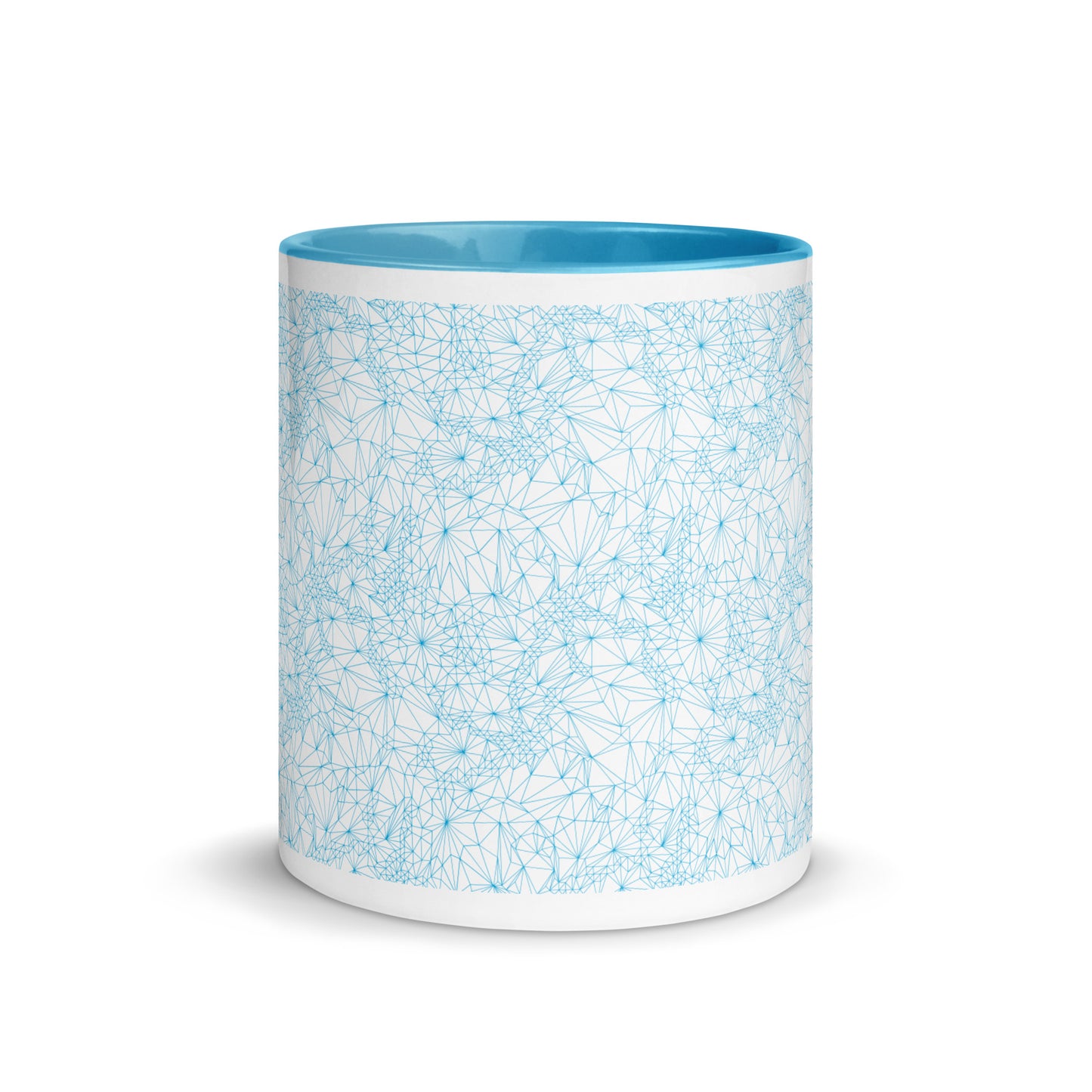 Side view of Blue Tri-Mesh Geometric Mug with Blue Interior