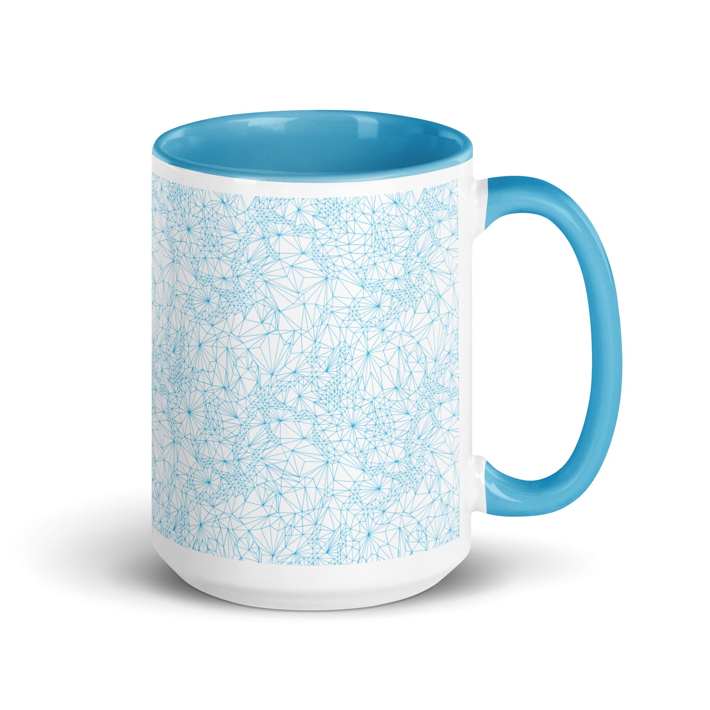 15 ounce Blue Tri-Mesh Geometric Mug with Blue Interior