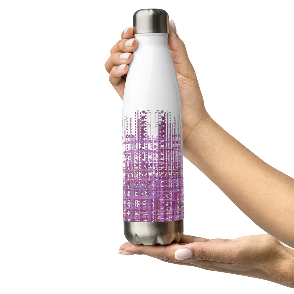 A person holding Digi Dots by Michelle Penland Dodson, Stainless steel insulated water bottle