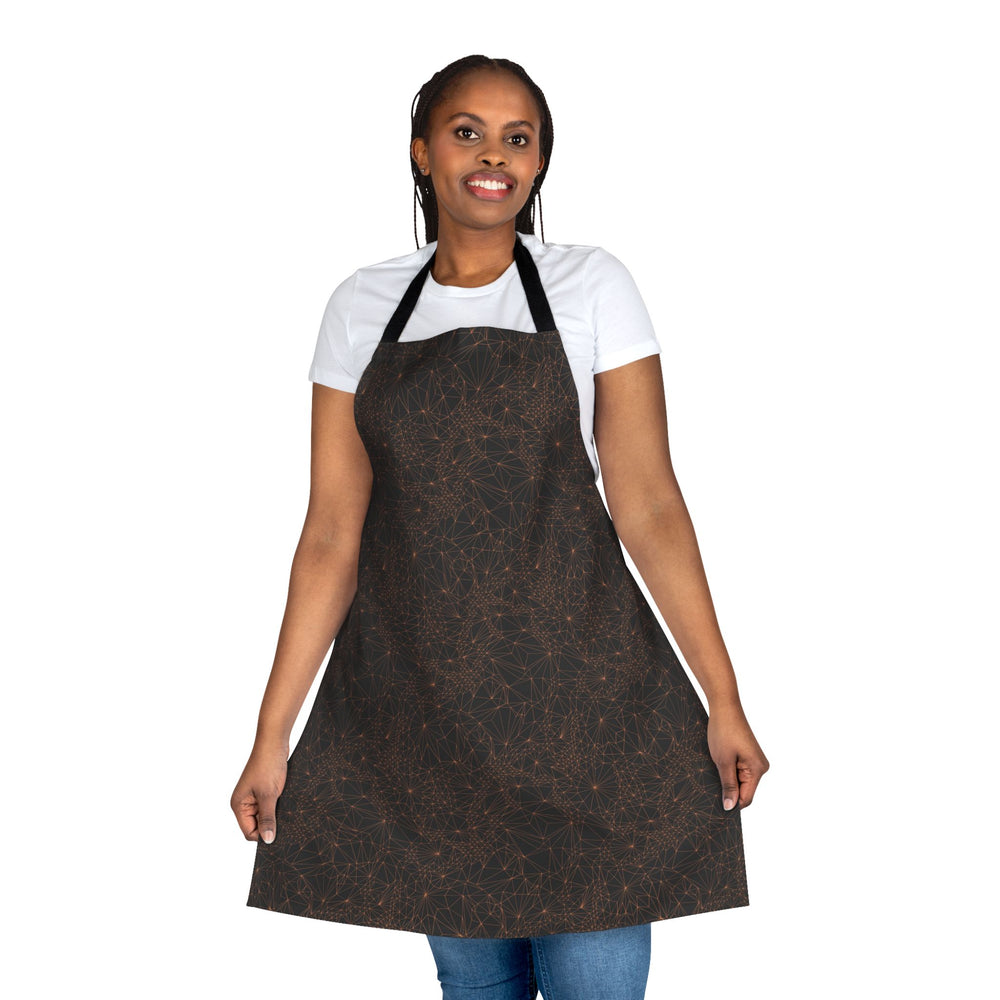 A woman wearing Apron with Black Straps featuring Geometric Tri Mesh Pattern