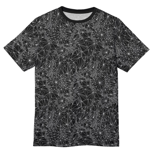 Front view of Black and White Tri-Geometric t-shirt 