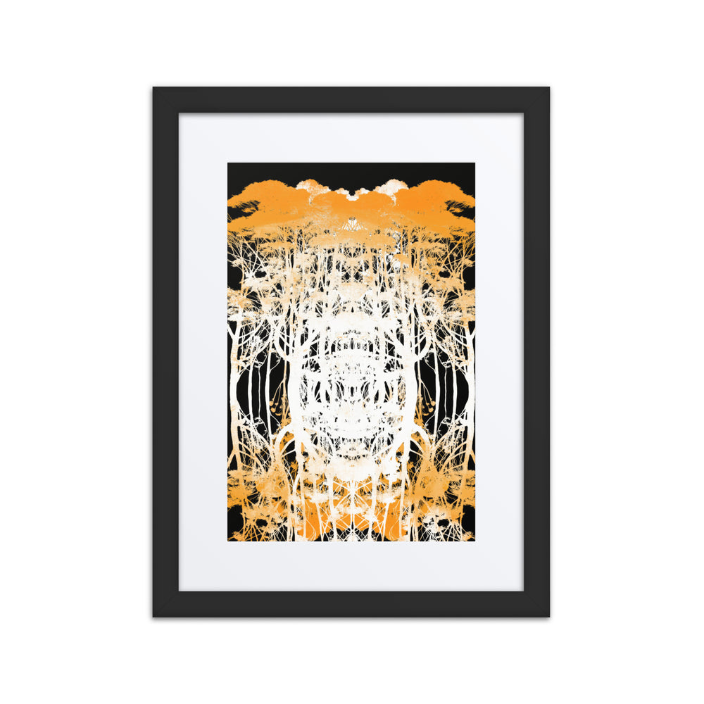 Delicate Trees Orange by Michelle Penland Dodson, Framed Art Print on Paper with Mat 12x16