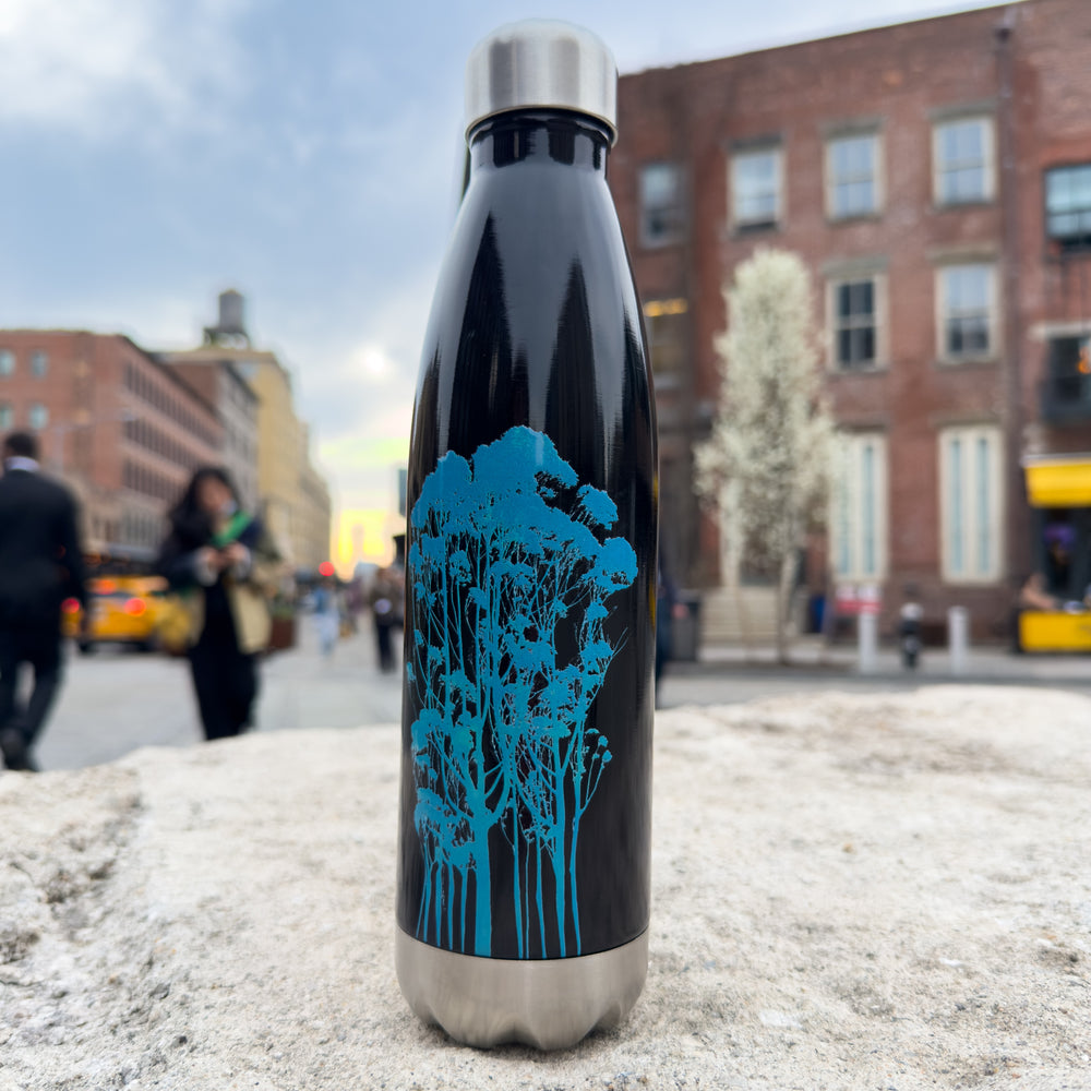Delicate Trees by Michelle Penland Dodson Stainless steel insulated water bottle with the Meatpacking District of NYC in the background.