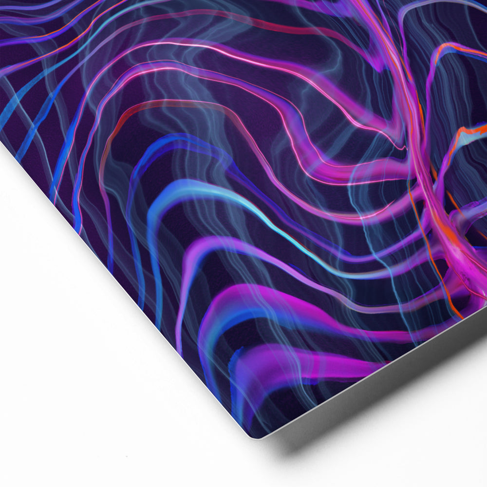 Detail of a corner of Electric Wave by Bryan Dodson glossy metal print