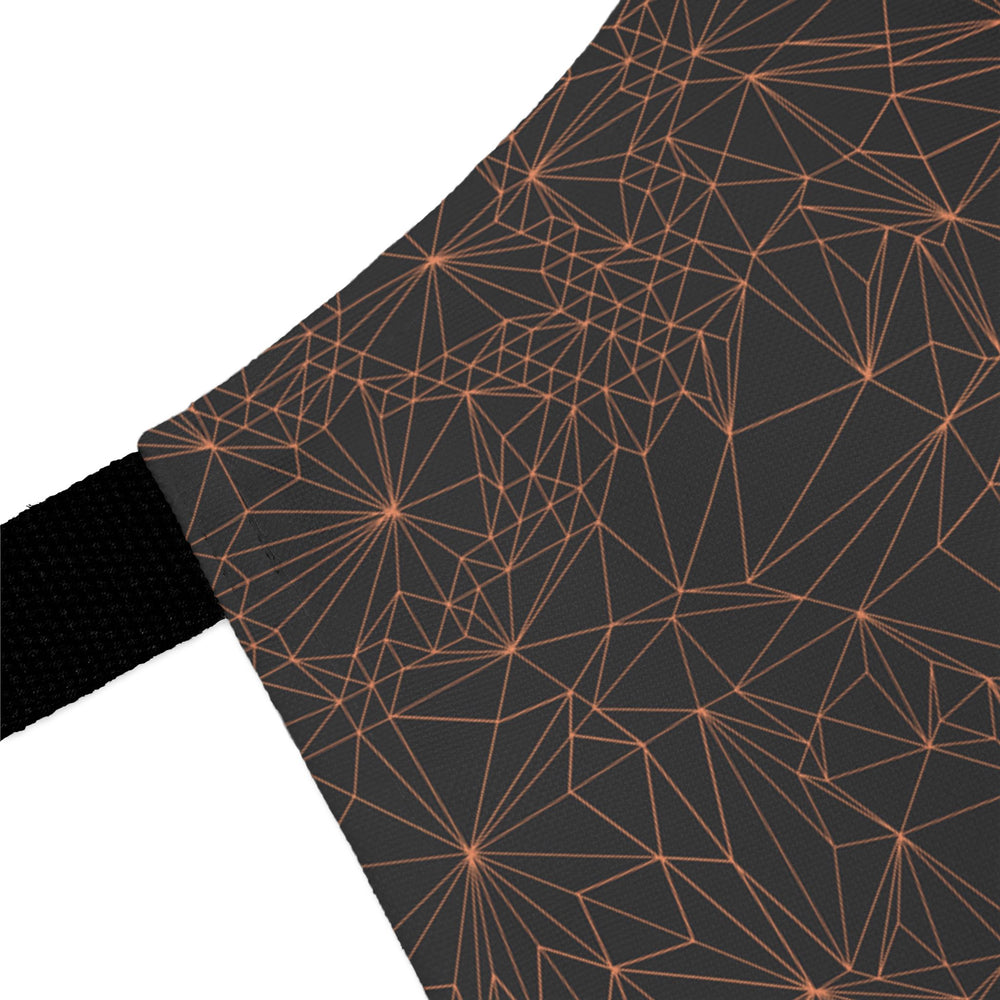 Detail of Apron with Black Straps featuring Geometric Tri Mesh Pattern