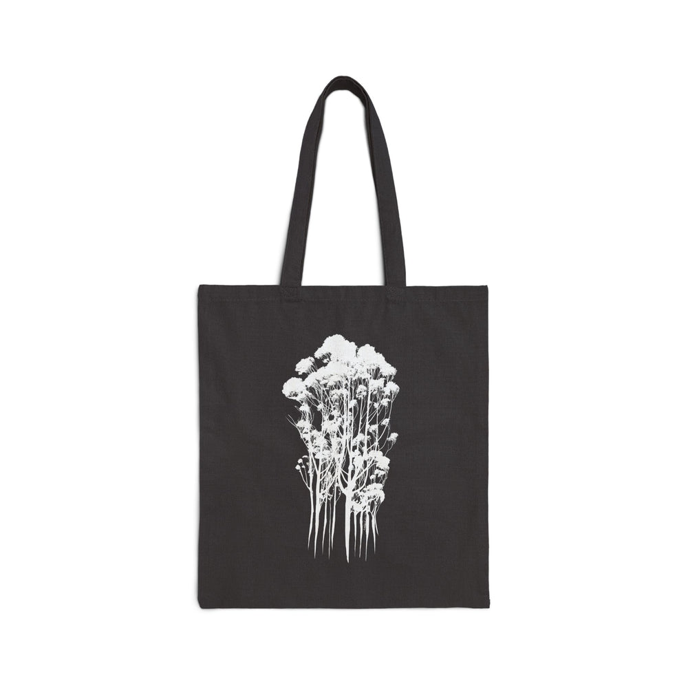 Eco-Friendly Cotton Canvas Tote Bag with Delicate Trees Drawing in black flat
