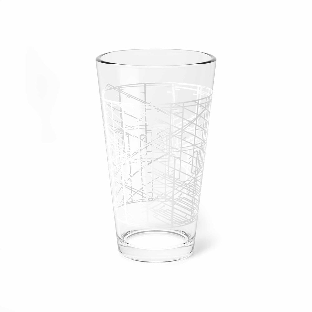 Clear glass with white geometric pattern on a white background
