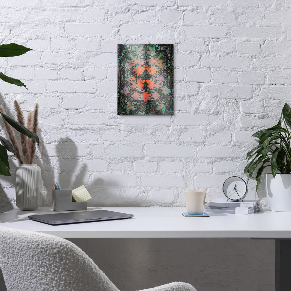 Leafy Branch by Michelle Penland Dodson Art Print on Metal 11x14 on a wall above a desk.