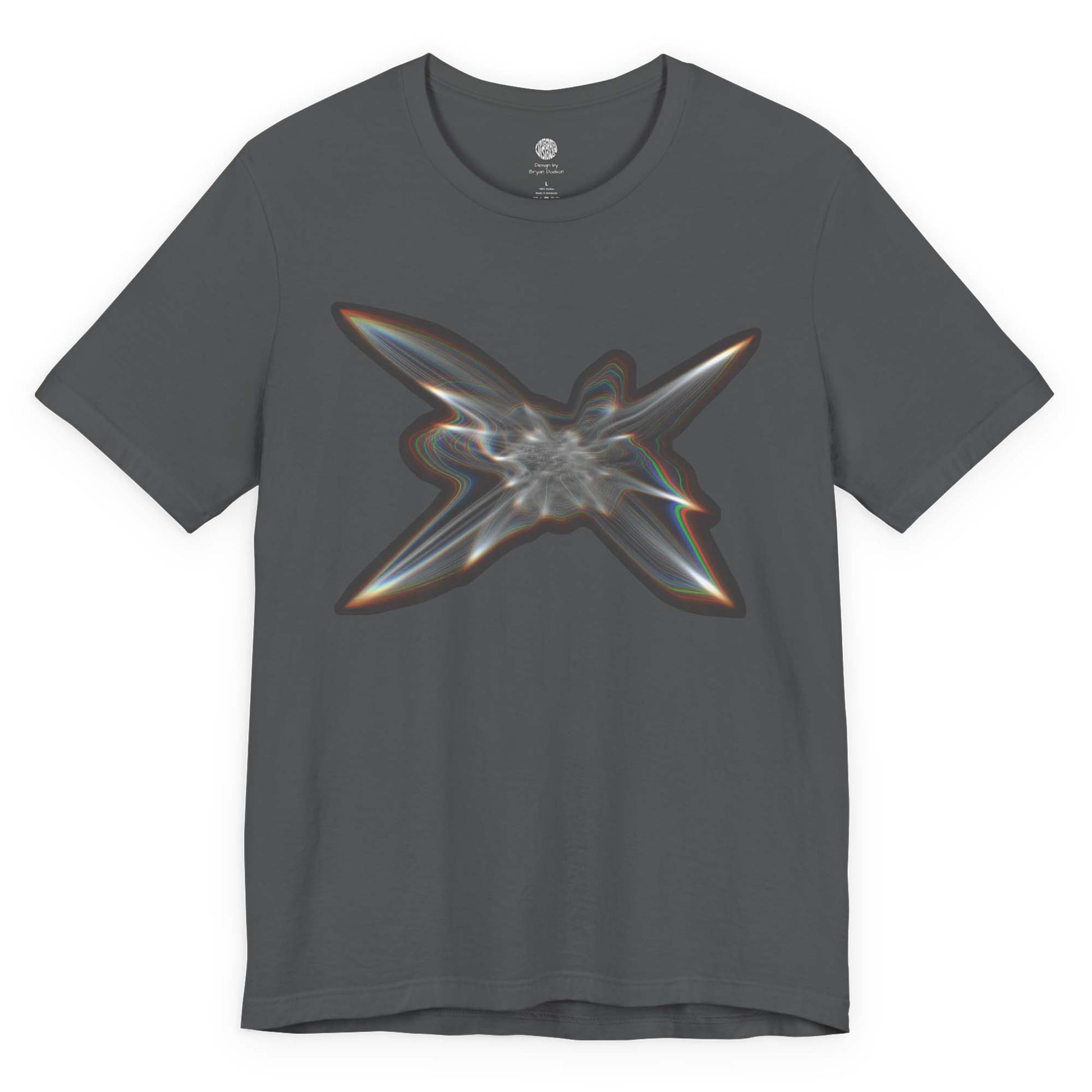 Also, front view of the Light Within graphic t-shirt in Asphalt color.