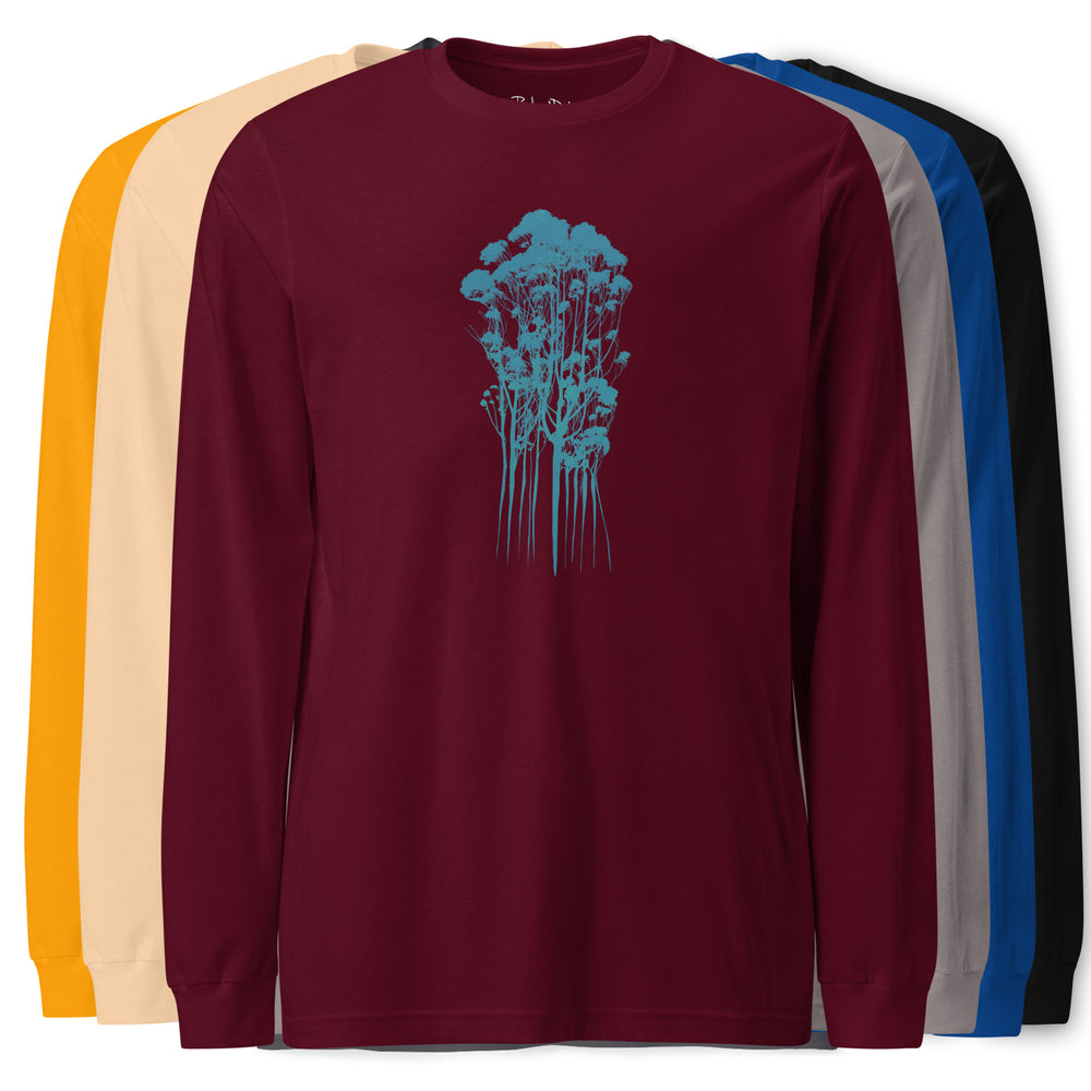 Delicate Trees Long Sleeve T-shirt all the colors with the maroon at the front