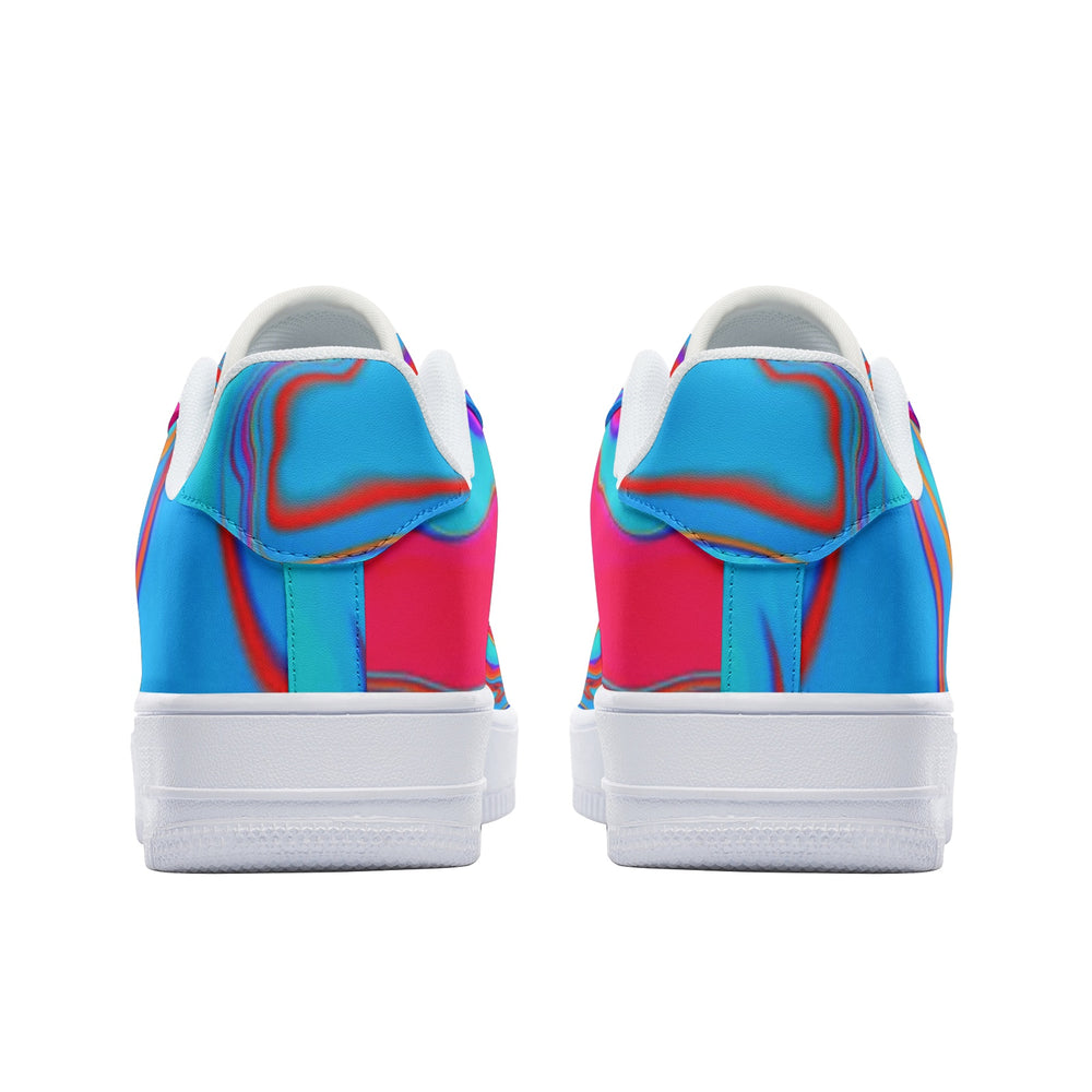 Back view of Low Top Leather Sneakers with Abstract Improvisation