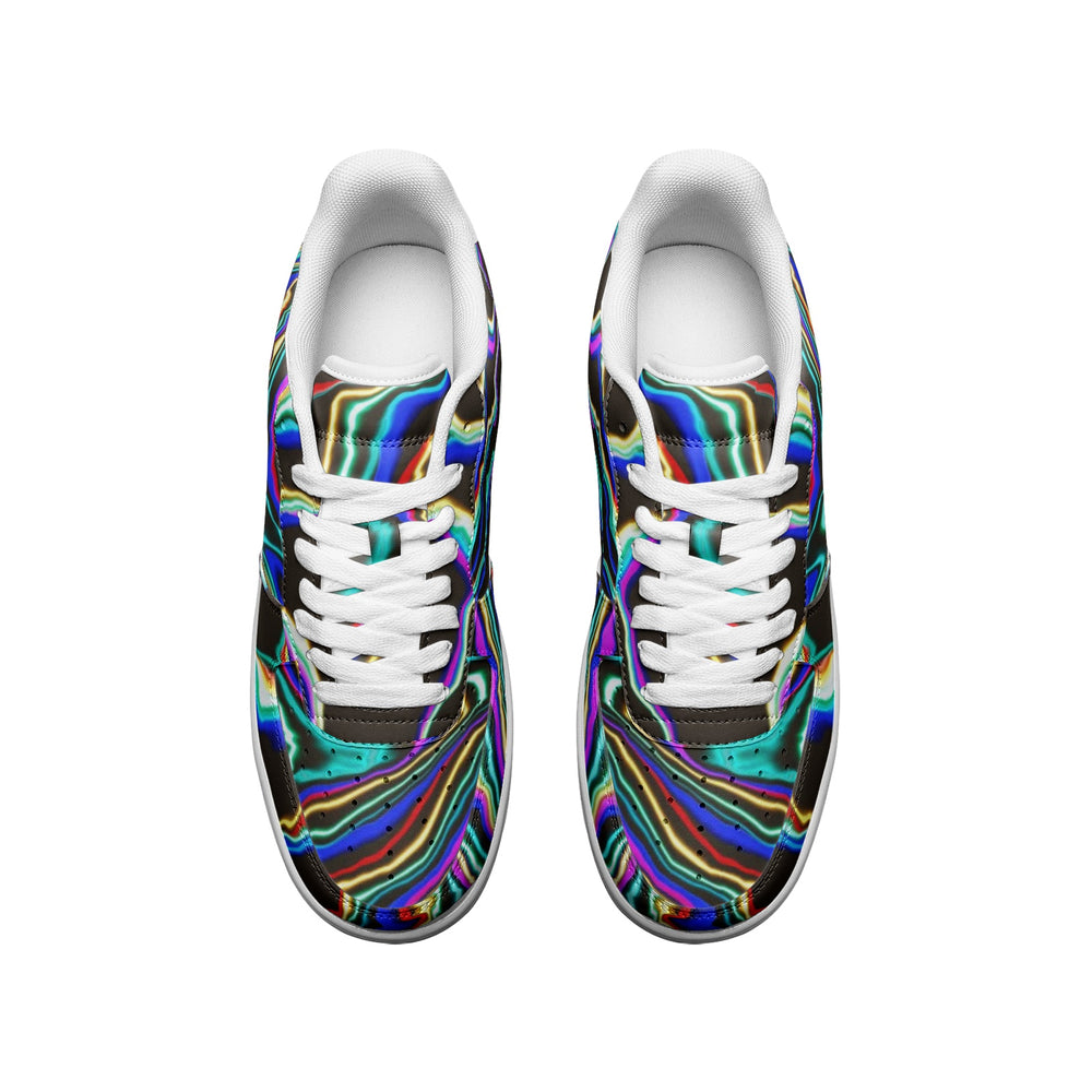 Top view of Low Top Leather Sneakers with Colorful Dark Abstract