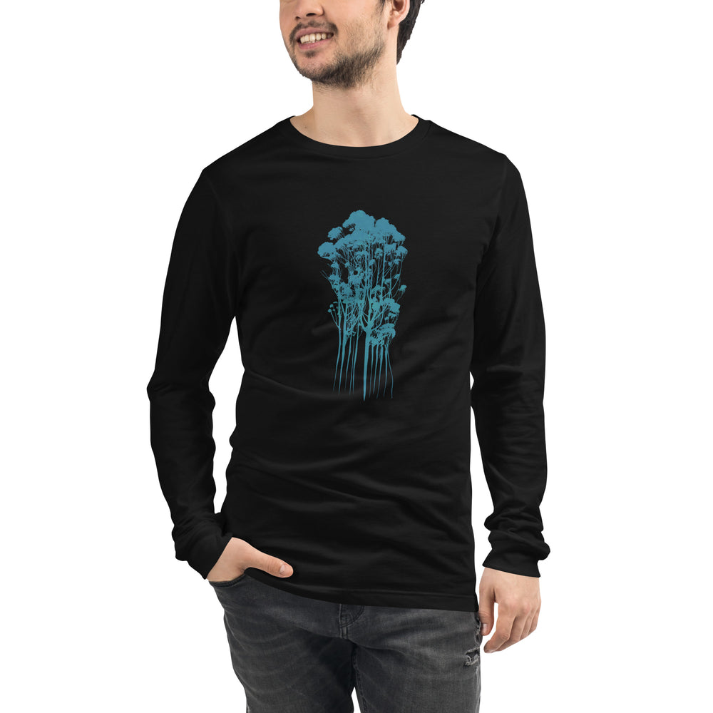 Man wearing black Delicate Trees Long Sleeve T-shirt