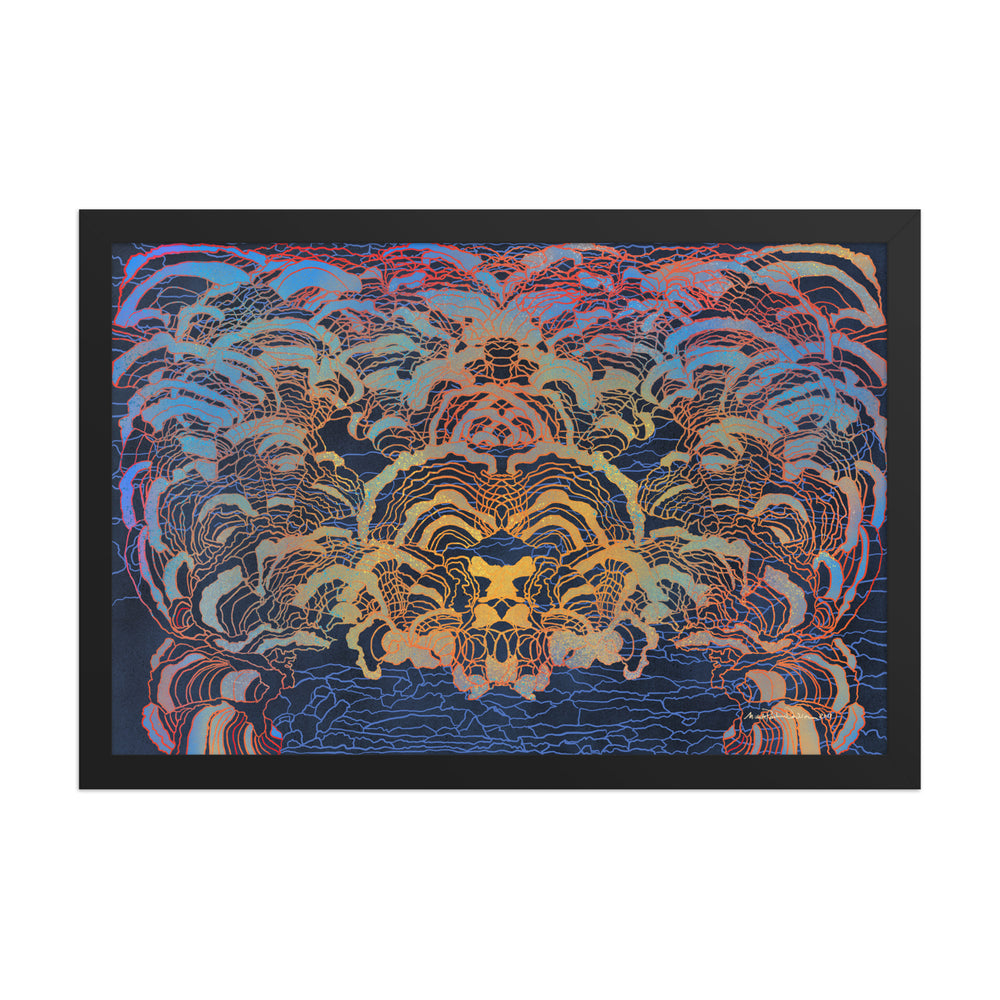 Mushroom Lines by Michelle Penland Dodson, Framed Art Print on Paper 12x18
