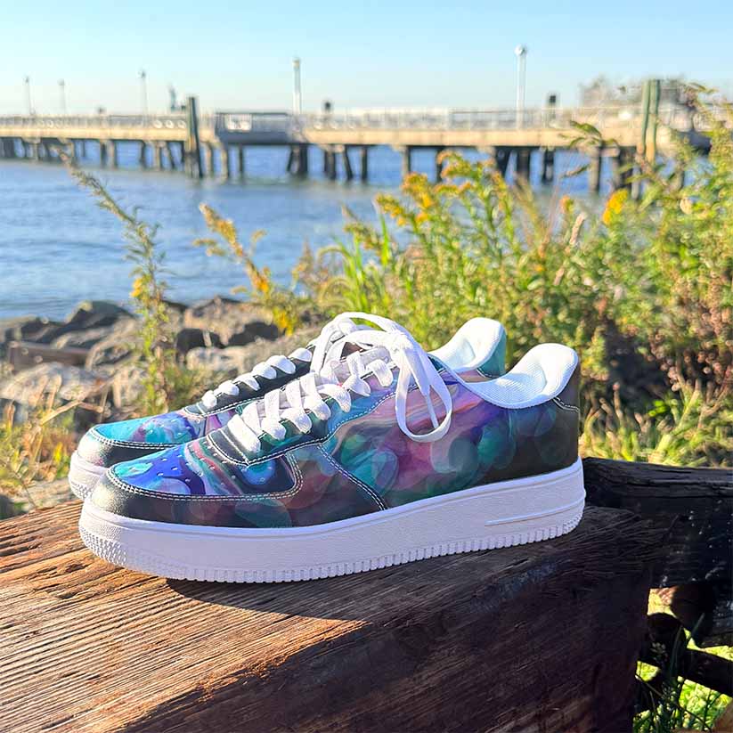 Colorful Abstract Sneakers at sunset in Red Hook, Brooklyn, New York City