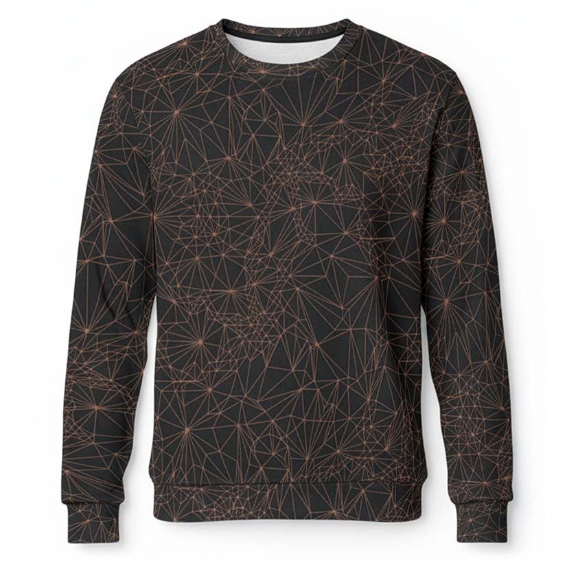 Dark gray men's sweatshirt with orange geometric lines