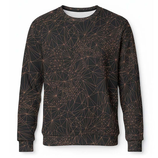 Dark gray men's sweatshirt with orange geometric lines