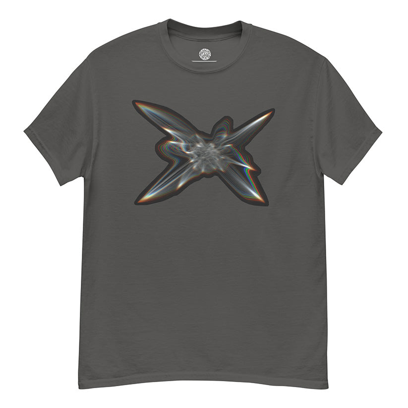 Front view of the Light Within graphic t-shirt in charcoal gray on a white background.