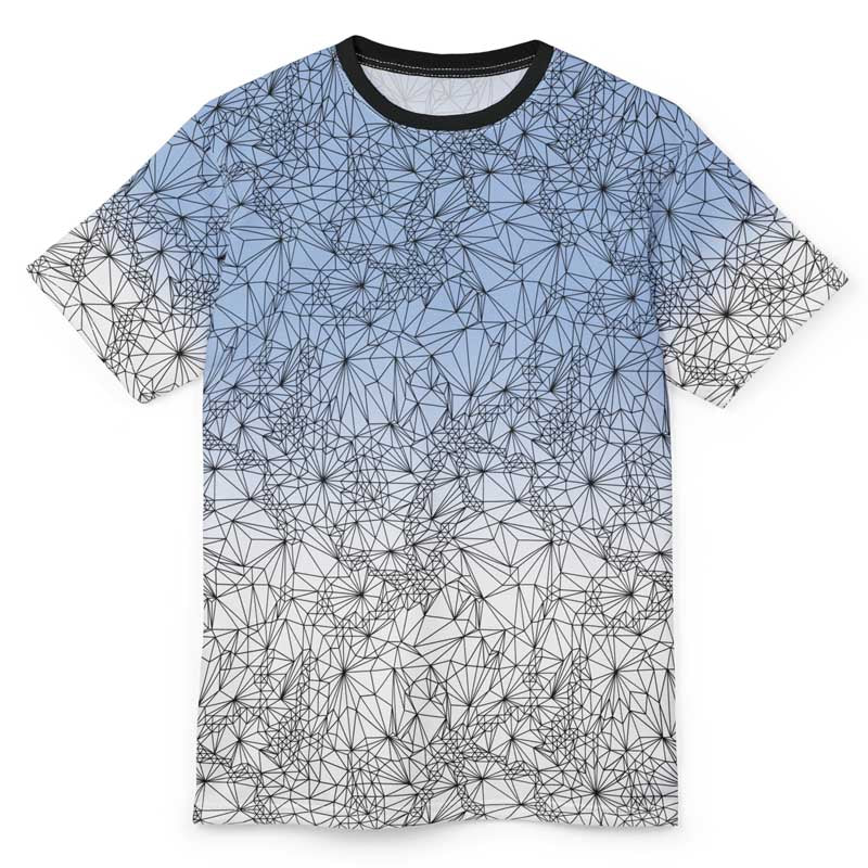 Tri-Mesh Geometric Unisex Graphic t-shirt with blue and white gradient on a white background