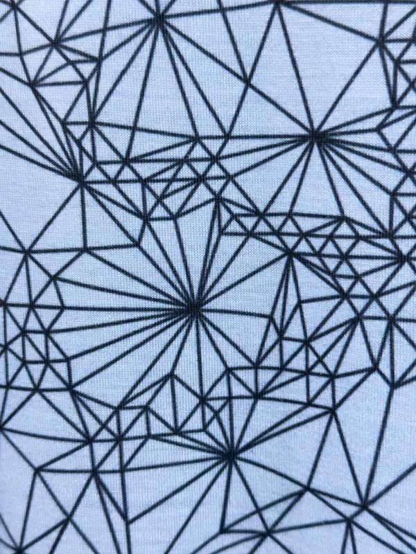 Up close detail of Tri-Mesh Geometric Unisex Graphic t-shirt with blue and white gradient