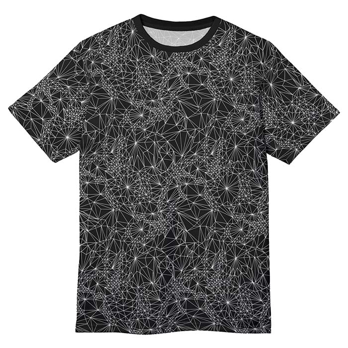 Front view of Black and White Tri-Mesh Geometric t-shirt