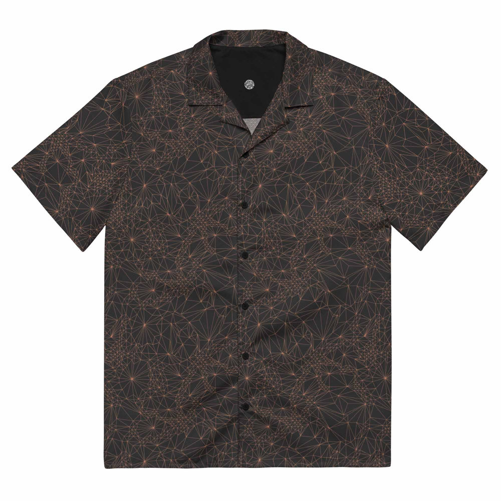 Front view of Dark Tri Mesh Geometric button-up shirt