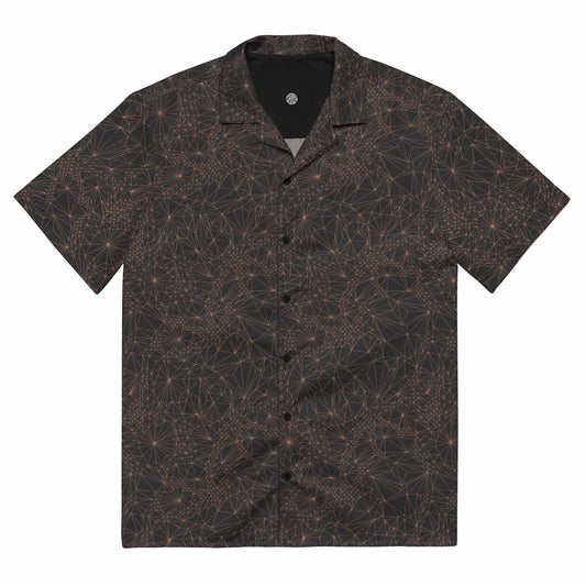 Front view of Dark Tri Mesh Geometric button-up shirt