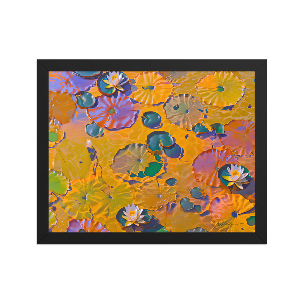 Watery Lily Pads Framed Art Print on Paper 11 x 14
