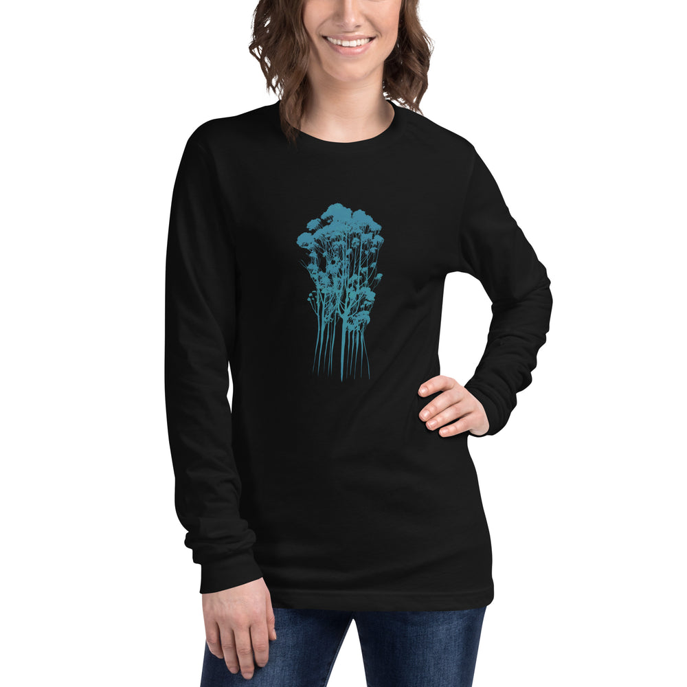 Woman wearing black Delicate Trees Long Sleeve T-shirt