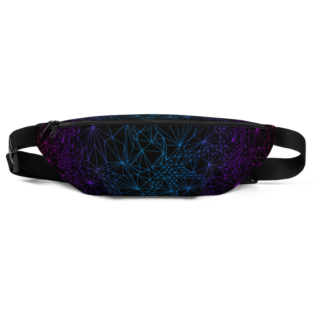 Front view of the Fanny Pack with Tri-Mesh Geometric Pattern with a gradient on a black background.