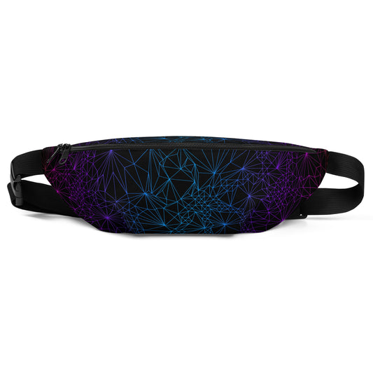 Front view of the Fanny Pack with Tri-Mesh Geometric Pattern with a gradient on a black background.