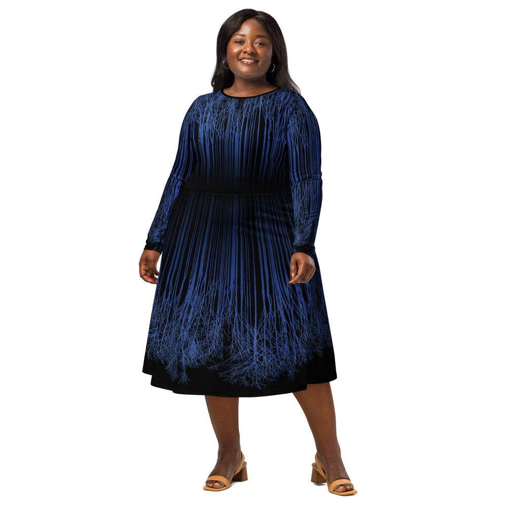 Another woman wearing the Down Trees Long Sleeve Midi Dress by Michelle Penland Dodson