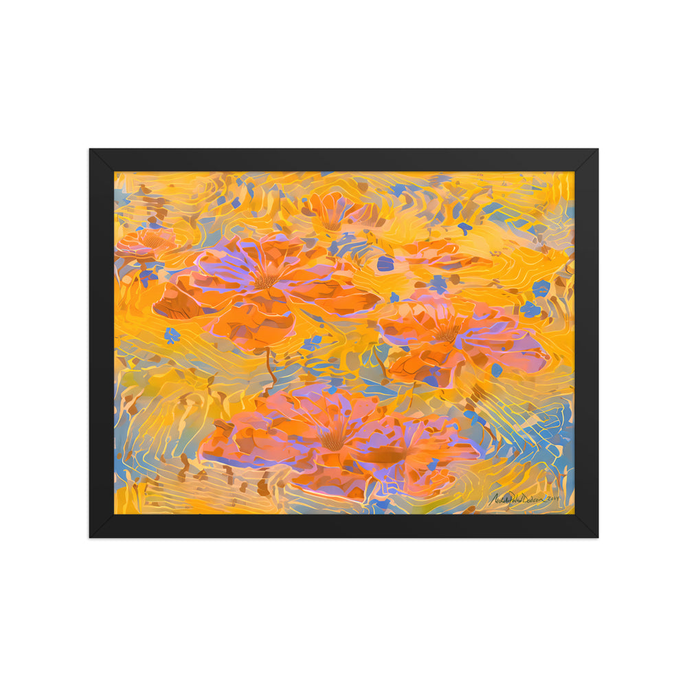 Watery Flowers by Michelle Penland Dodson, Framed Art Print on Paper 12x16