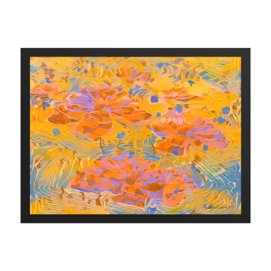 Watery Flowers by Michelle Penland Dodson, Framed Art Print on Paper 8x24