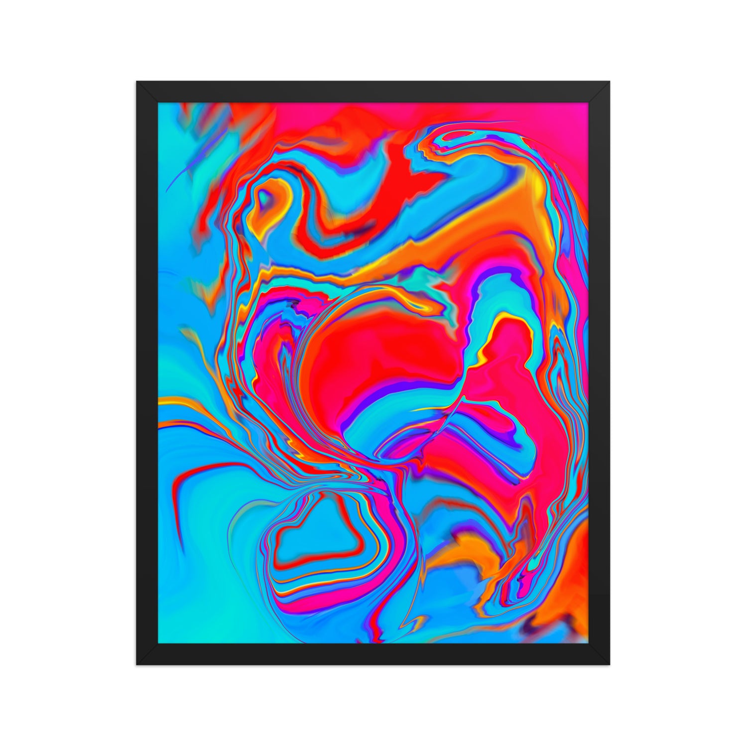 Improvisational Abstract Framed Art Print on Paper 16x20 Ready to hang