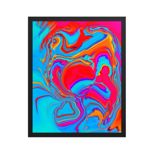 Improvisational Abstract Framed Art Print on Paper 16x20 Ready to hang