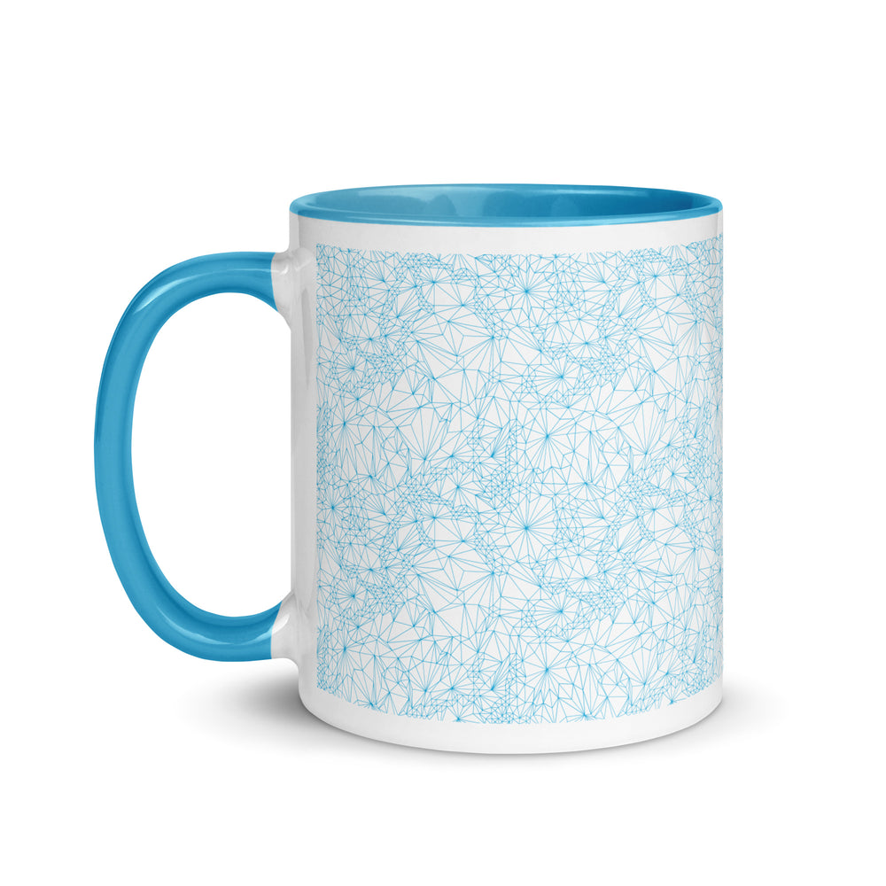 Blue Tri-Mesh Geometric Mug with Blue Interior