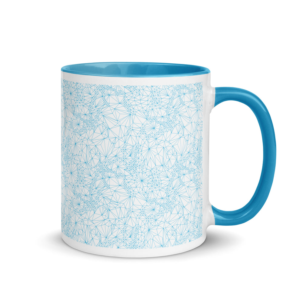 11 ounce Blue Tri-Mesh Geometric Mug with Blue Interior