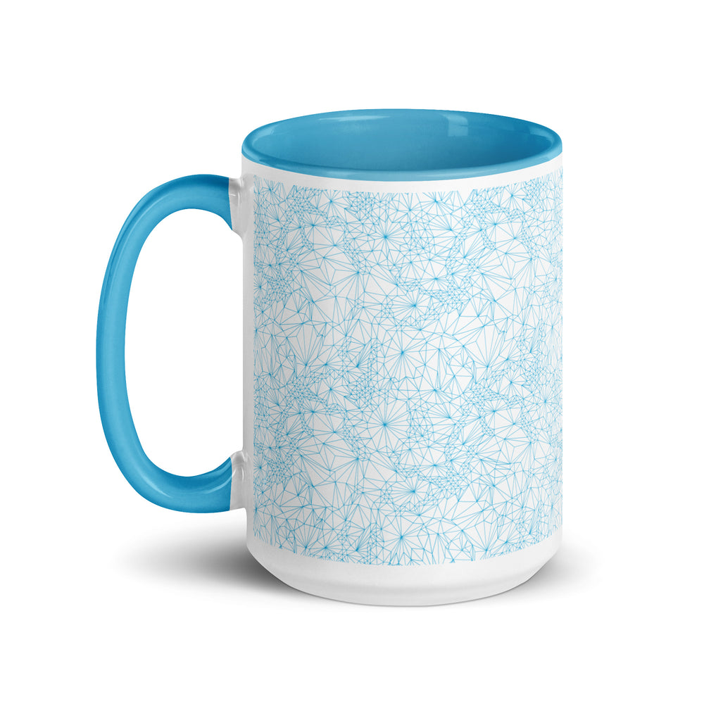 15 ounce Blue Tri-Mesh Geometric Mug with Blue Interior